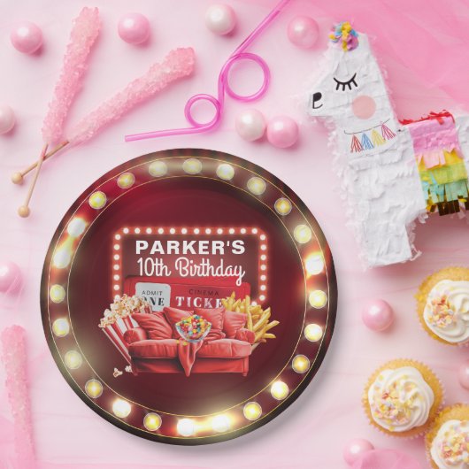 Filmabend Kino Geburtstag Retro-Zeichenrahmen Pappteller (Party)