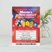 Filmabend Rote Geburtstagsparty Einladung (Stehend Vorderseite)