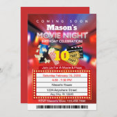 Filmabend Rote Geburtstagsparty Einladung (Vorne/Hinten)