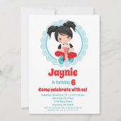 Filmabend Schwarze Haare Mädchen Einladung Geburts (Vorderseite)