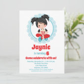 Filmabend Schwarze Haare Mädchen Einladung Geburts (Stehend Vorderseite)