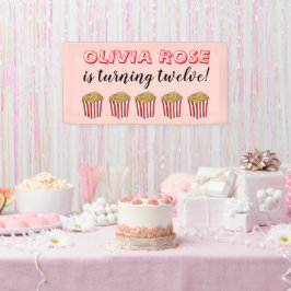 Filmabend Sleepover Popcorn Geburtstagsparty Banner