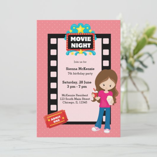 Filmabend * wählen Sie Hintergrundfarbe Einladung (Stehend Vorderseite)