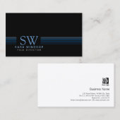 Filmdirektor Strickte Monogramm-Visitenkarte Visitenkarte (Vorne/Hinten)