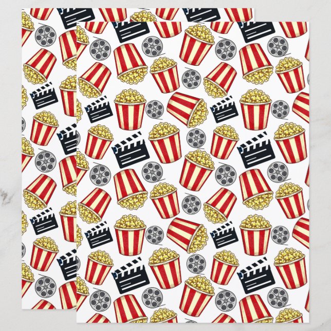 Filme & Popcorn Scrapbook Paper (Vorne/Hinten)