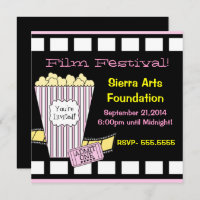Filmfestival Gelb und Rosa Popcorn Filmstreifen