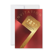 Filmfestival Ticket Metal Red Ruby Gold