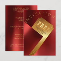 Filmfestival Ticket Metal Red Ruby Gold