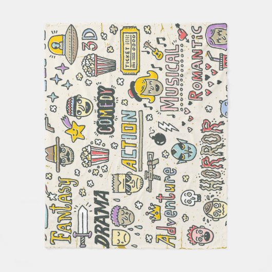 Filmgenres: Fernsehshows Doodle Set Fleecedecke (Vorderseite)
