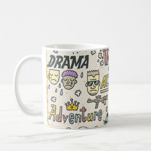 Filmgenres: Fernsehshows Doodle Set Kaffeetasse (Links)
