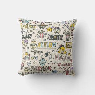 Filmgenres: Fernsehshows Doodle Set Kissen