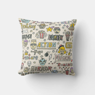 Filmgenres: Fernsehshows Doodle Set Kissen