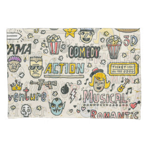 Filmgenres: Fernsehshows Doodle Set Kissenbezug