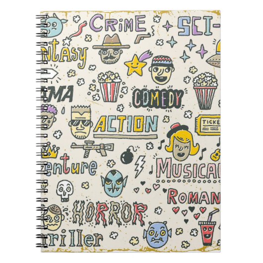 Filmgenres: Fernsehshows Doodle Set Notizblock (Vorderseite)