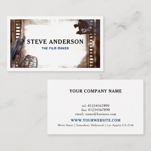 Filming Business Movie Director Fotograf Visitenkarte (Vorne/Hinten)