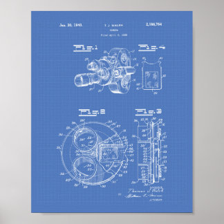 Filmkamera 1940 Patentart - Blueprint Poster