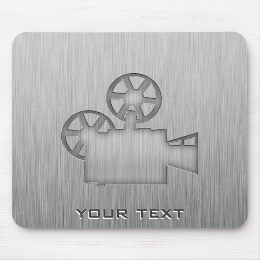 Filmkamera mit gepinseltem Metallaussehen Mousepad (Vorne)