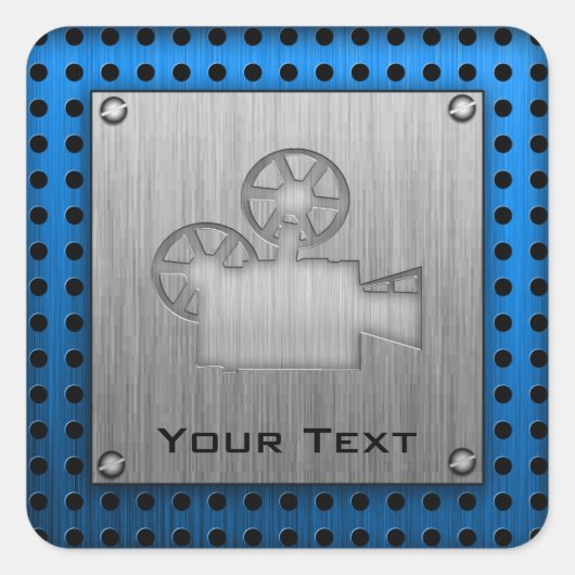 Filmkamera mit gepinseltem Metallaussehen Quadratischer Aufkleber (Vorderseite)