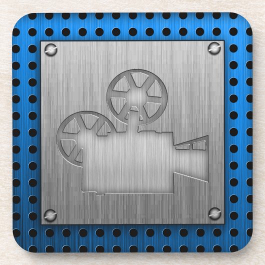 Filmkamera mit gepinseltem Metallaussehen Untersetzer (Vorderseite)