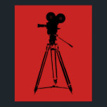 Filmkamera Pop Art Poster<br><div class="desc">Ein rotes und schwarzes Pop-Kunstposter mit einer Filmkamera auf einem Stativ. Ein Luddite-Genuss!</div>