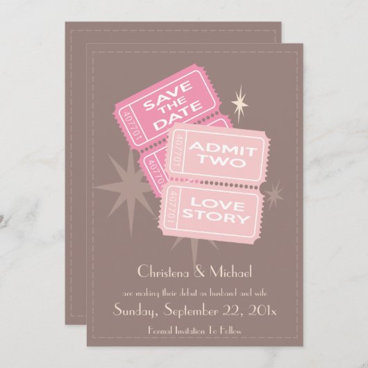 Filmkarten Save the Date (braun) (Vorne/Hinten)