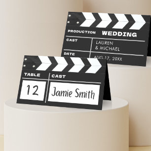 Filmklappe Hochzeitsempfang Tisch Platzkarte