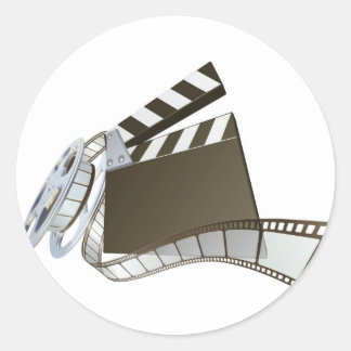 Filmklapperboard und Filmrolle Runder Aufkleber