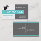 Filmmaker grau, weiß, aqua augenfällig visitenkarte (Vorne/Hinten)
