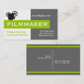 Filmmaker grau, weiß, kalk-grün, auffällig visitenkarte (Vorne/Hinten)