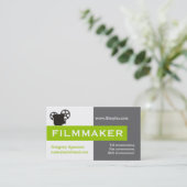 Filmmaker grau, weiß, kalk-grün, auffällig visitenkarte (Stehend Vorderseite)