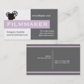 Filmmaker grau, weiß, lila visitenkarte (Vorne/Hinten)
