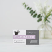 Filmmaker grau, weiß, lila visitenkarte (Stehend Vorderseite)