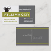 Filmmaker grau, weiß, olivgrün, auffallend visitenkarte (Vorne/Hinten)