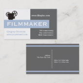 Filmmaker grau, weiß, stahlblau auffallend visitenkarte (Vorne/Hinten)