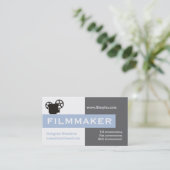 Filmmaker grau, weiß, stahlblau auffallend visitenkarte (Stehend Vorderseite)