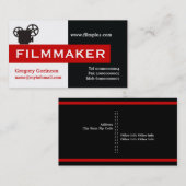 Filmmaker schwarz, weiß, rot auffällig visitenkarte (Vorne/Hinten)