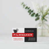 Filmmaker schwarz, weiß, rot auffällig visitenkarte (Stehend Vorderseite)