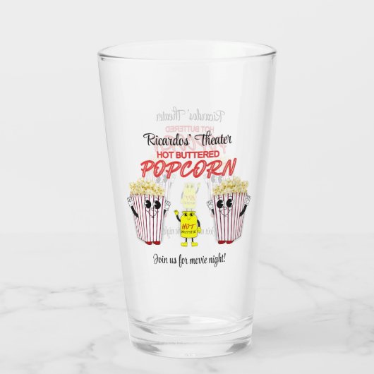 Filmmusik Theater Spaß Popcorn Mascots Pint Beer Glas (Rückseite)
