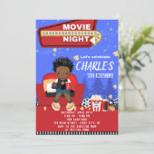 Filmnacht 2 Geburtstag Einladungskarte (Stehend Vorderseite)