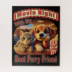 Filmnacht - Bester Fell-Freund - Süße Katze & Hund Puzzle