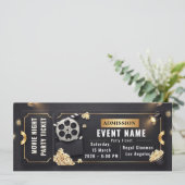 Filmnacht-Party-Ticket bearbeitbare Vorlage (Stehend Vorderseite)