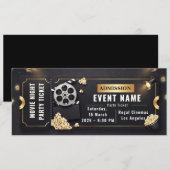 Filmnacht-Party-Ticket bearbeitbare Vorlage (Vorne/Hinten)