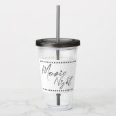 Filmnacht personalisierter Name weiß grau Acryltrinkbecher (Vorderseite)