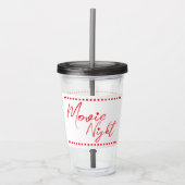 Filmnacht personalisierter Name weiß rot Acryltrinkbecher (Vorderseite)
