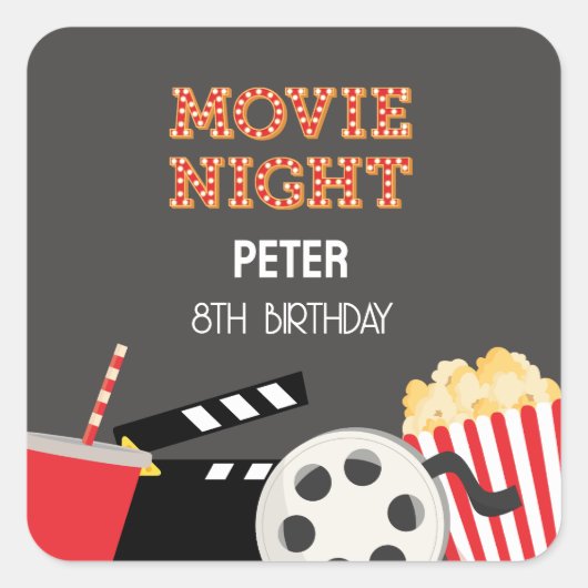 FILMNACHT QUADRATISCHER AUFKLEBER (Vorderseite)