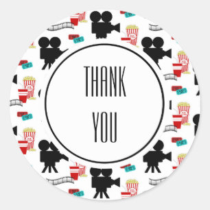 Filmnacht Thema Kamera Personalisierter Name Runder Aufkleber