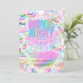 Filmnachtsläepunder Pastell Rainbow Birthday Einladung (Stehend Vorderseite)