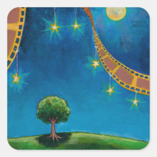 Filmphotographiekunst-Spaß-Landschaftsmalerei Quadratischer Aufkleber