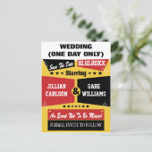 Filmplakat Hochzeit speichern das Datum Ankündigungspostkarte (Stehend Vorderseite)