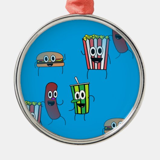 Filmpopcorn Silbernes Ornament (Vorne)